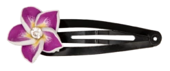 Small Plumeria Flower Snap Hair Pins: Purple
