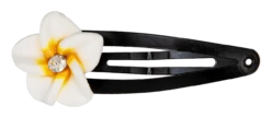 Small Plumeria Flower Snap Hair Pins: White
