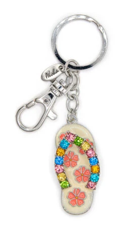 Island Bling Keyring - Flower Sandal: White