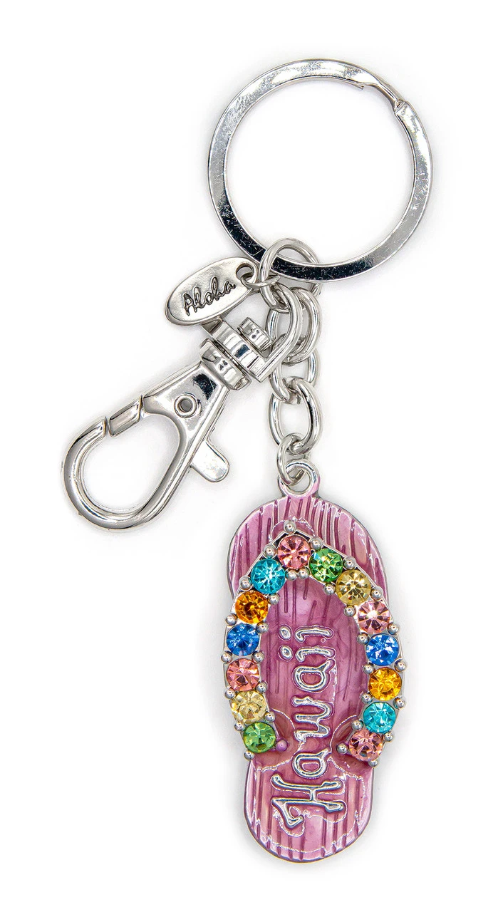Island Bling Keyring - Hawaii Slipper: Purple