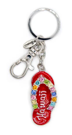 Island Bling Keyring - Hawaii Slipper: Red