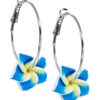 Plumeria Loop Earrings: Blue