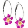 Plumeria Loop Earrings: Purple