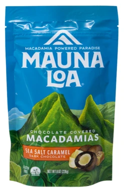 Mauna Loa Macadamia Stand Up Bag 8oz: Dark Chocolate Sea Salt Caramel