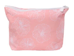 Hawaii Loa Tyvek Water Resistant Medium Pouch: Coral Pink Hibiscus