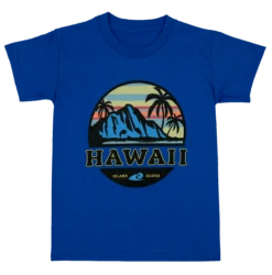 Hawaiian Performance Surfwear® Child's Tee - Tropical Sunset: Royal Blue