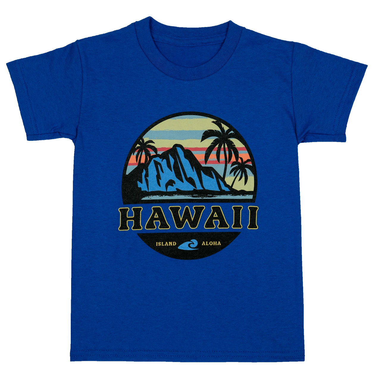 Hawaiian Performance Surfwear® Child's Tee - Tropical Sunset: Royal Blue