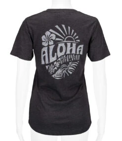Island GirlĀ® Surf Tee - Sunny Aloha: Charcoal Heather