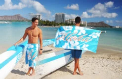 Hawaii Loa Premium Blanket Towel: Sand Free Towel - Plumeria Palm Tree