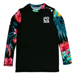 Robin Ruth Longsleeve Sun Shirt - Black Floral Elegance