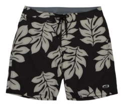 Hawaiian Performance Surfwear® Waverider Board Shorts - Floral: Black
