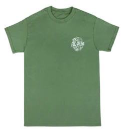 Crew Neck Tee - MAUI Sunny Aloha: Military Green