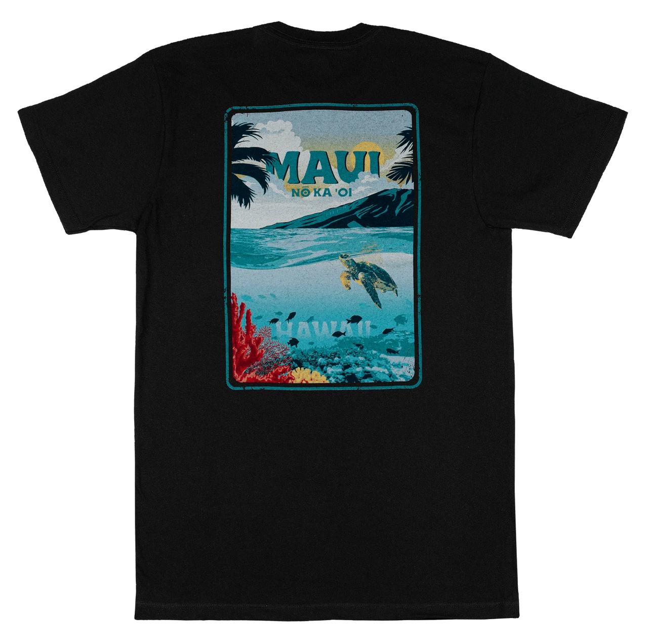 Crew Neck Tee - MAUI Ocean: Black - Image 2