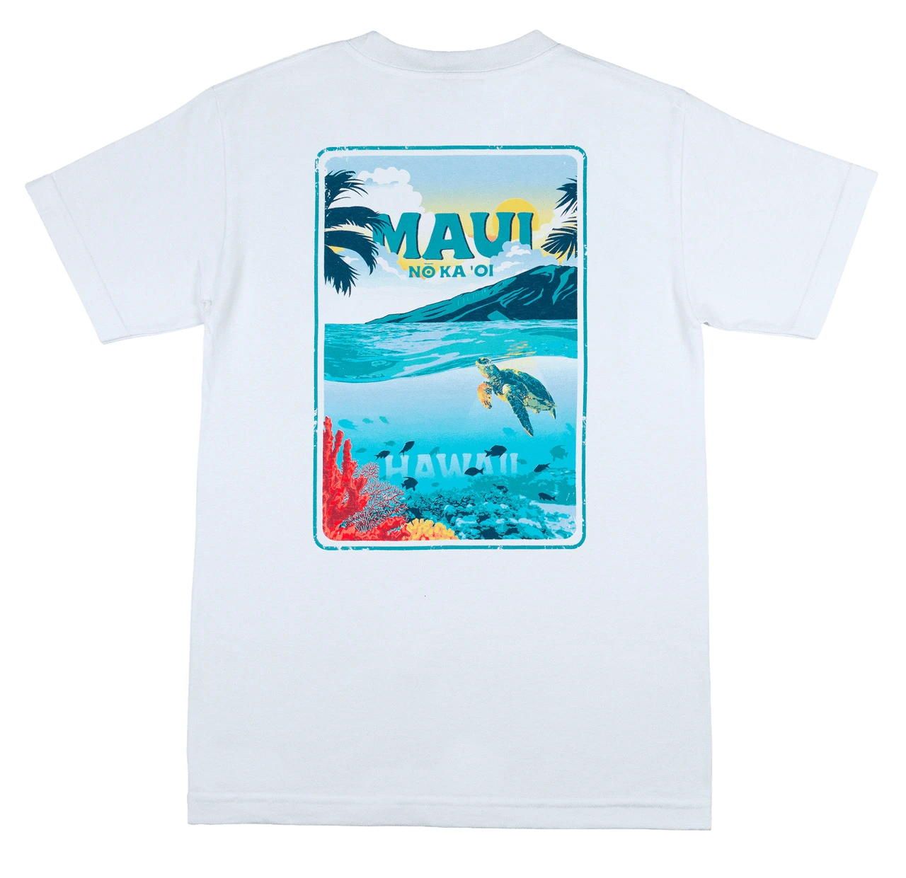 Crew Neck Tee - MAUI Ocean: White - Image 2