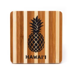 Tropical Bamboo Striped Coaster: Pineapple