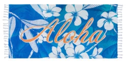 Hawaii Loa Premium Blanket Towel: Turkish Towel - Plumeria Palm Tree