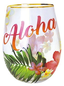 Coastal Stemless Wine Glass: Aloha Palm