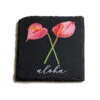 Slate Coaster 4 Piece Set: Anthurium