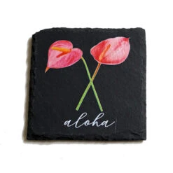 Slate Coaster: Anthurium
