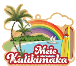 Wooden Ornament: Diamond Head Rainbow