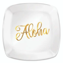 Coastal Glassware Premium Glass Plate: Golden Aloha