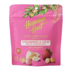 Hawaiian Host Strawberries & Cream White Chocolate Covered Macadamias 4oz