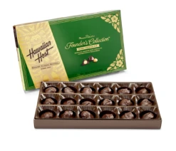 Hawaiian Host Founder's Collection Dark Chocolate Covered Macadamia Nuts 7oz (Green Holiday Edition)