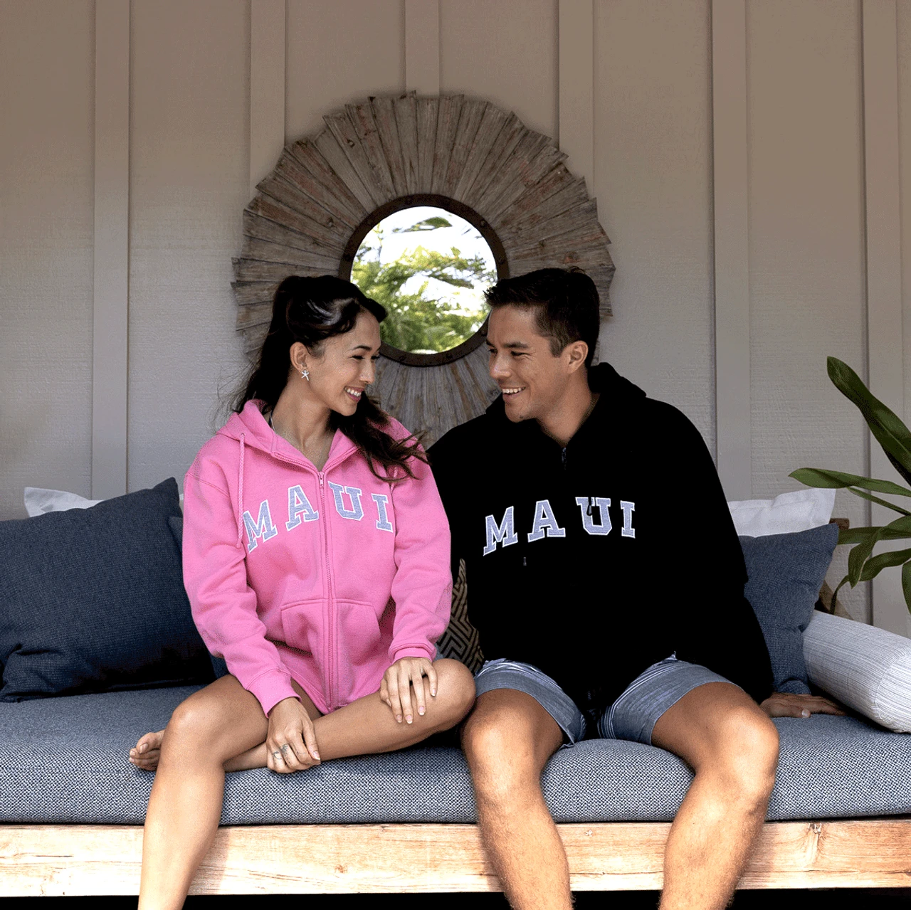 Sweatshirt Zip Up Hoodie - Maui Logo Design: Pink - Image 3
