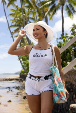 Island Design Collection Strap Tee: White