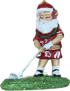 Polyresin Christmas Ornament: Golfing Santa