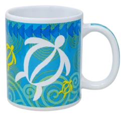 Island Style Ceramic Mug 10 Oz: Swirling Honu