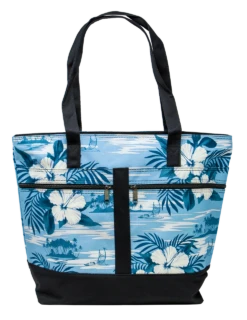 Island Accent Tote Bag: Blue Hibiscus