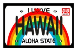 Large Velour Beach Towel: Hawaii License Plate
