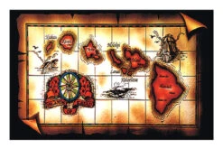 Large Velour Beach Towel: Brown Hawaiian Map