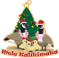 Wooden Ornament: Holiday Nene Family