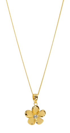 Moana Collection Gold Necklace: Solid Plumeria Pendant