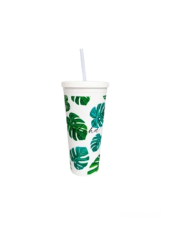 Double Wall Tumbler - Monstera: White