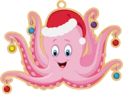 Wooden Ornament: Holiday Octopus