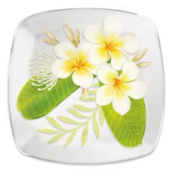 Coastal Glassware Premium Glass Plate: Plumeria
