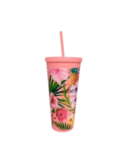 Double Wall Tumbler - Pineapple Floral: Peach
