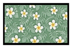 Large Velour Beach Towel: Green Plumeria