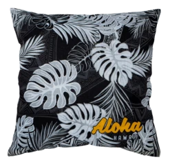 Robin Ruth Island Pillow Cover - Monstera Aloha Gray