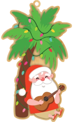 Wooden Ornament: Ukulele Santa