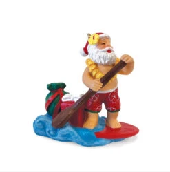 Polyresin Christmas Ornament: Jolly Paddler Santa