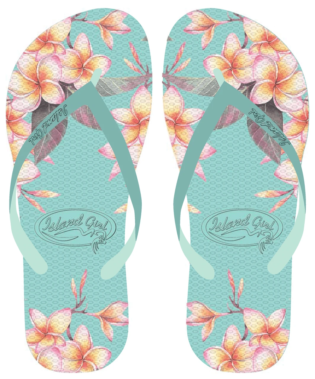 Island Girl® Slippers - Plumeria: Aqua