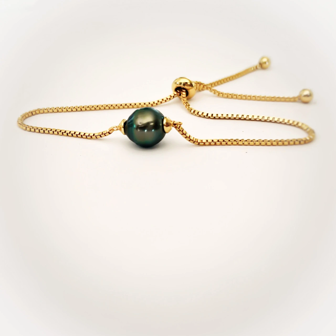 Tahitian Pearl Gold Slider Bracelet - Image 2