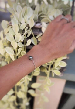 Tahitian Pearl Sterling Silver Slider Bracelet