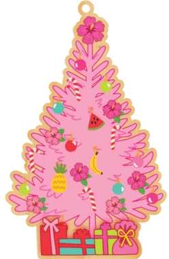Wooden Ornament: Pink Tree