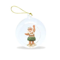 Glass Window Christmas Ornament: Hula Santa