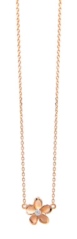 Moana Collection Rose Gold Pendant Chain Necklace: Solid Plumeria
